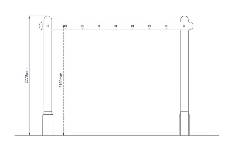 Technical render of a Forest Monkey Bars with Step up Logs